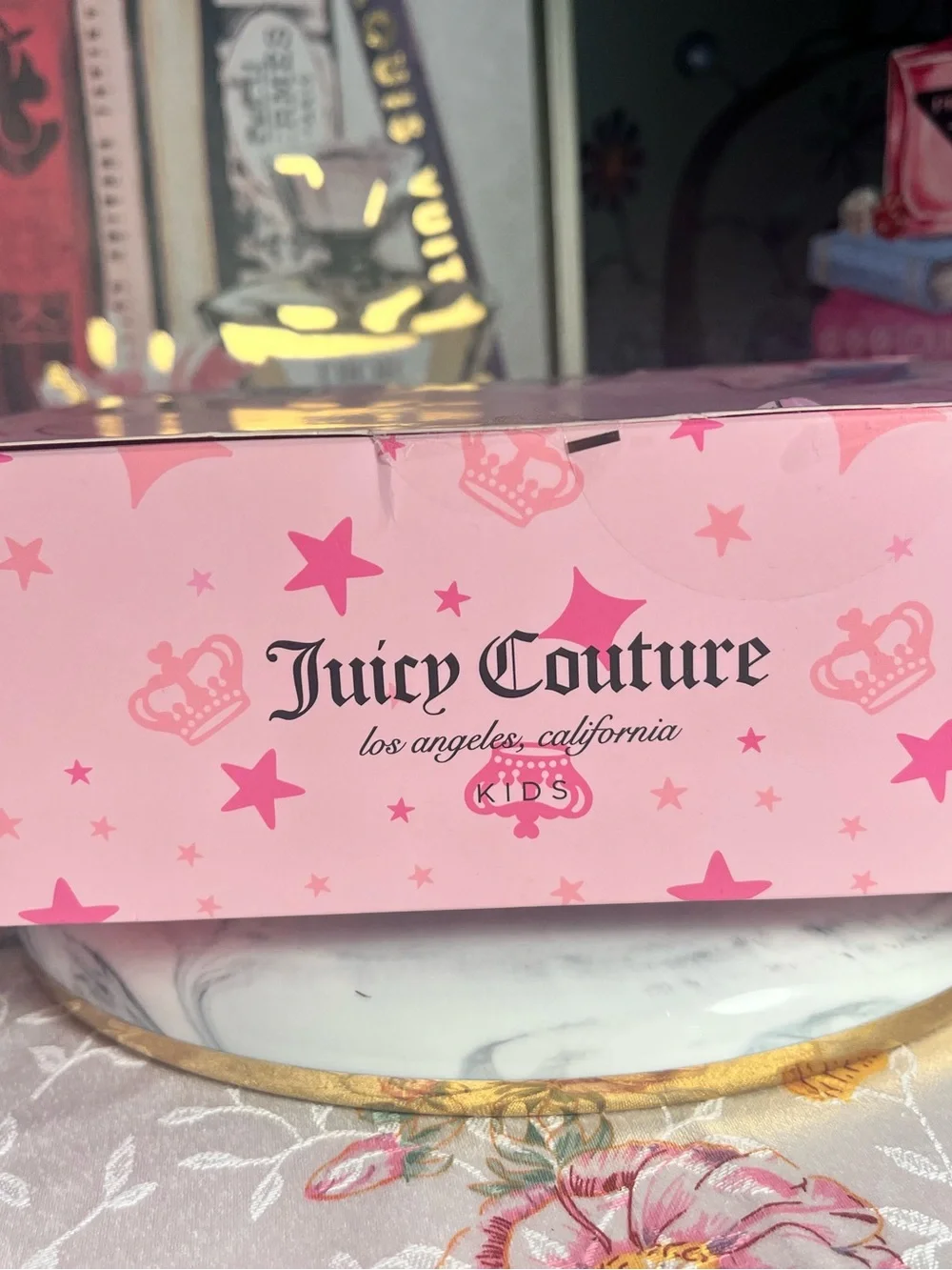 Juicy Couture-Bundle-Light Pink Rhinestone I♥JC Cosmetic Pouch & Kids Spa Set